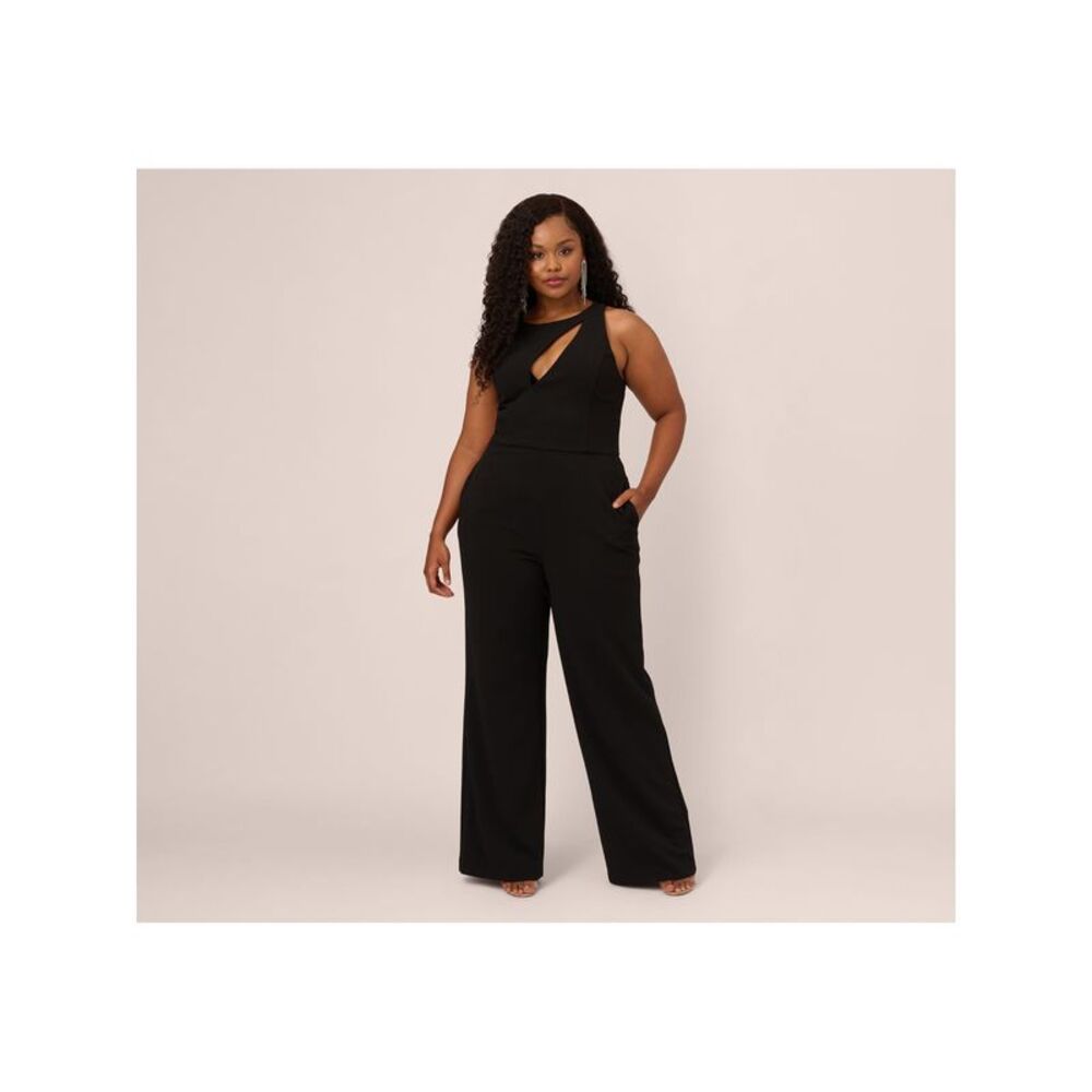 AIDAN Womens Black Sleeveless Jewel Neck Party Wide Leg Jumpsuit Plus 22W